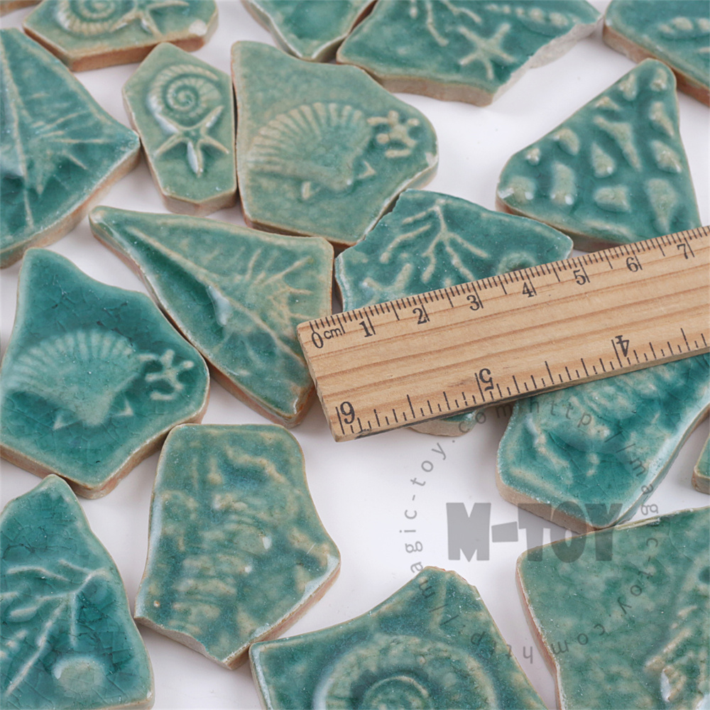 Green Irregular Motif Ceramic Mosaic Shard CSDA602