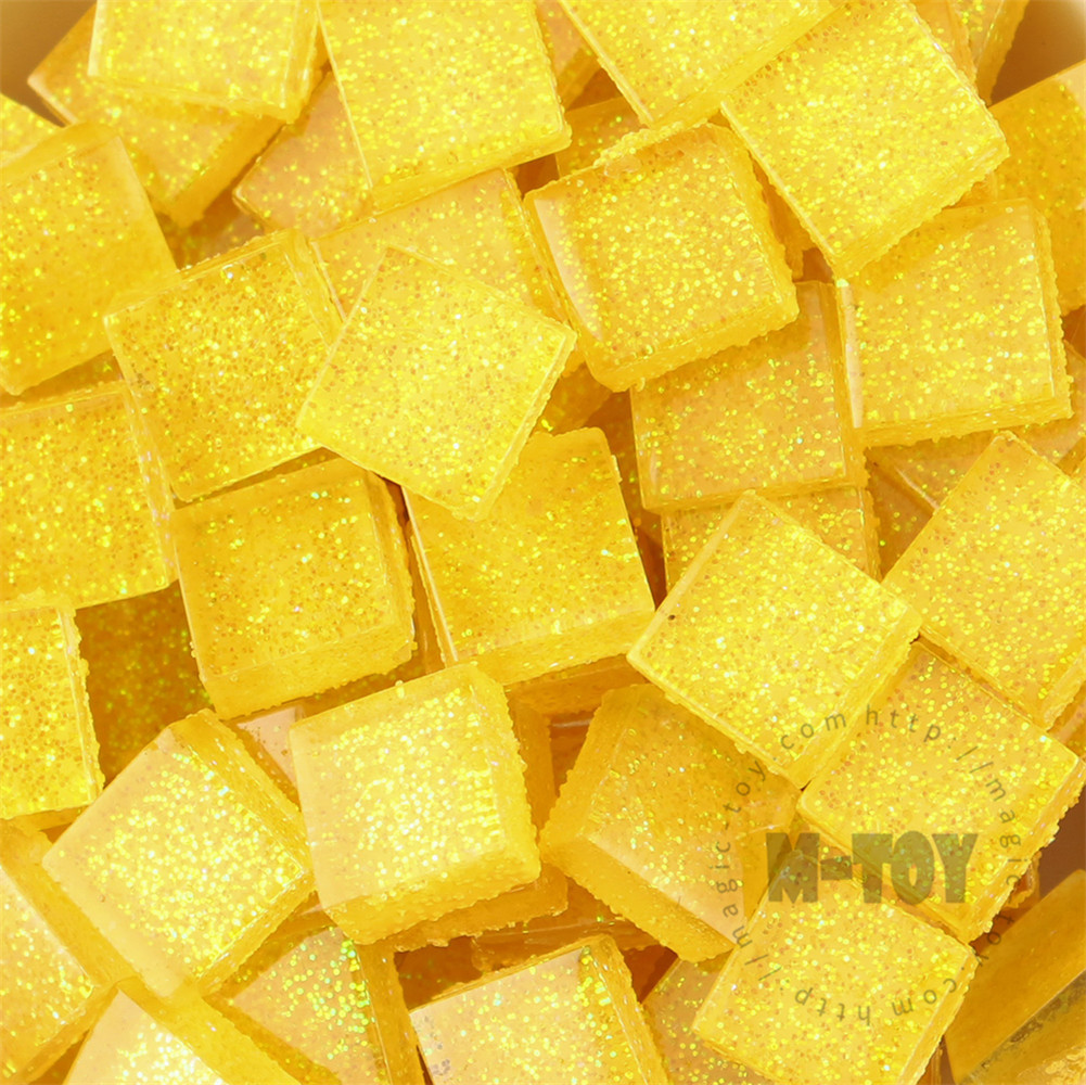 Yellow Square Glitter Glass Mosaic 10-SPA917