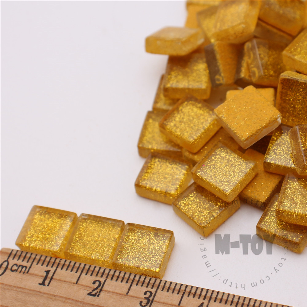 Bright Golden Square Glitter Glass Mosaic 10-SPA905