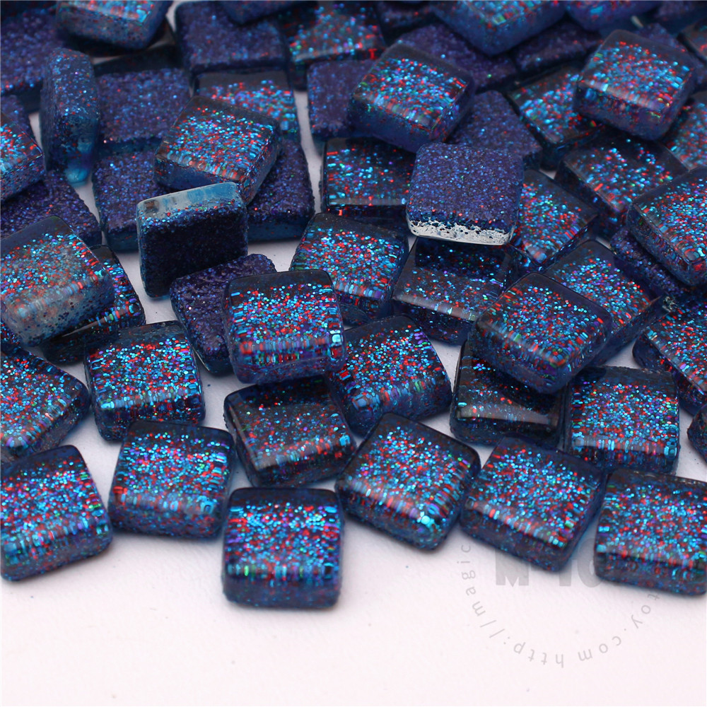 Christmas Blue Square Glitter Glass Mosaic 10-SPA709