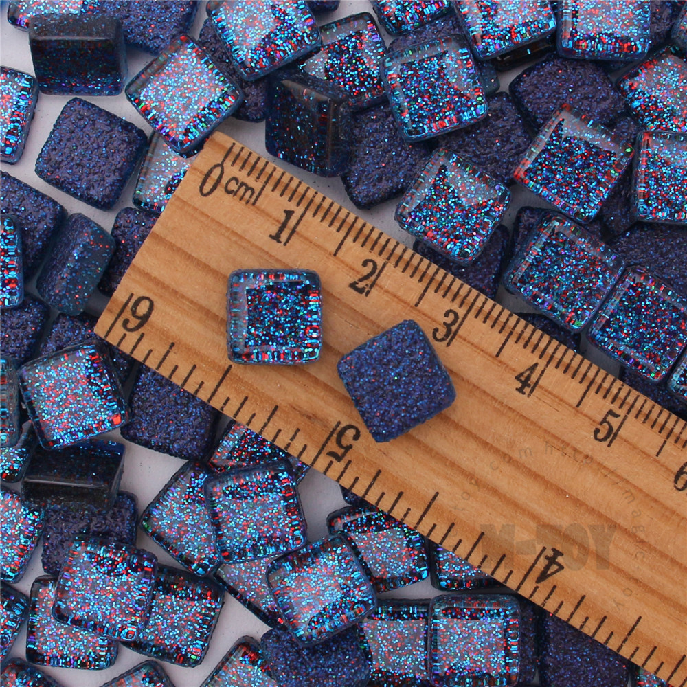 Christmas Blue Square Glitter Glass Mosaic 10-SPA709