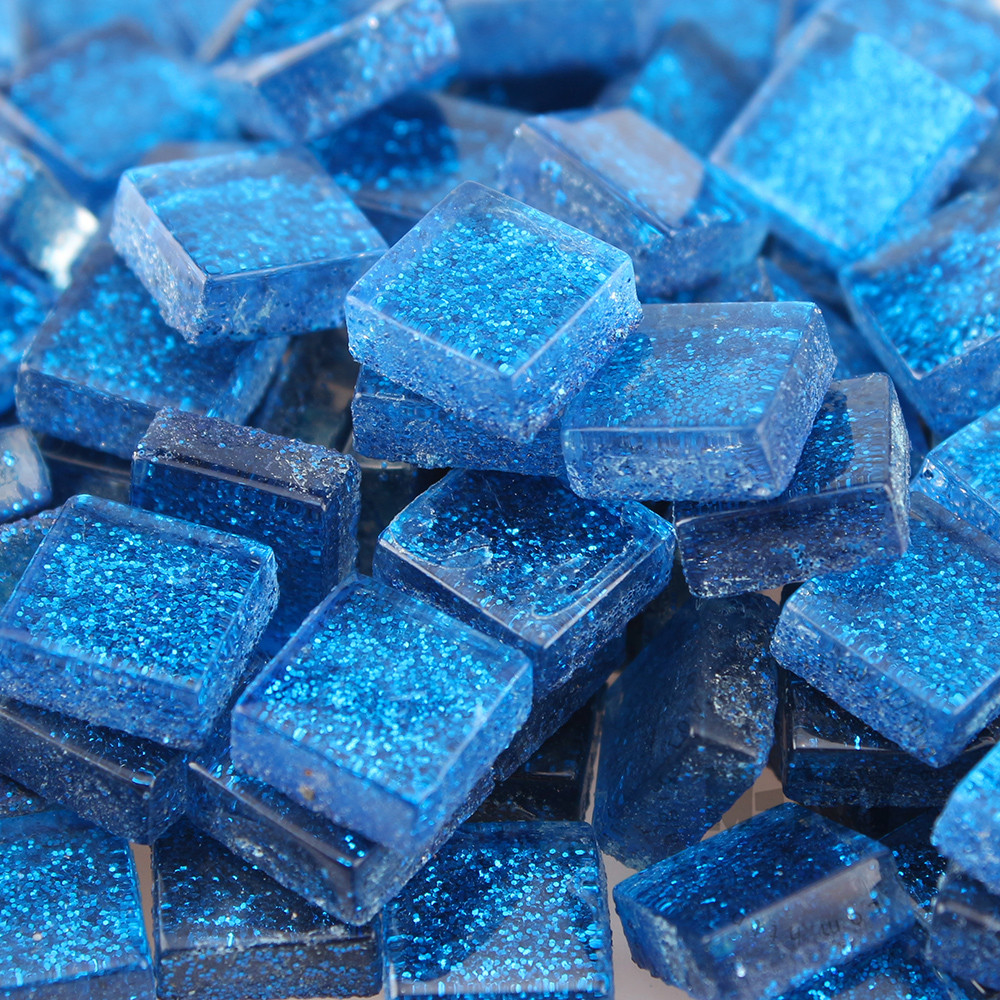 Blue Square Glitter Glass Mosaic 10-SPA708