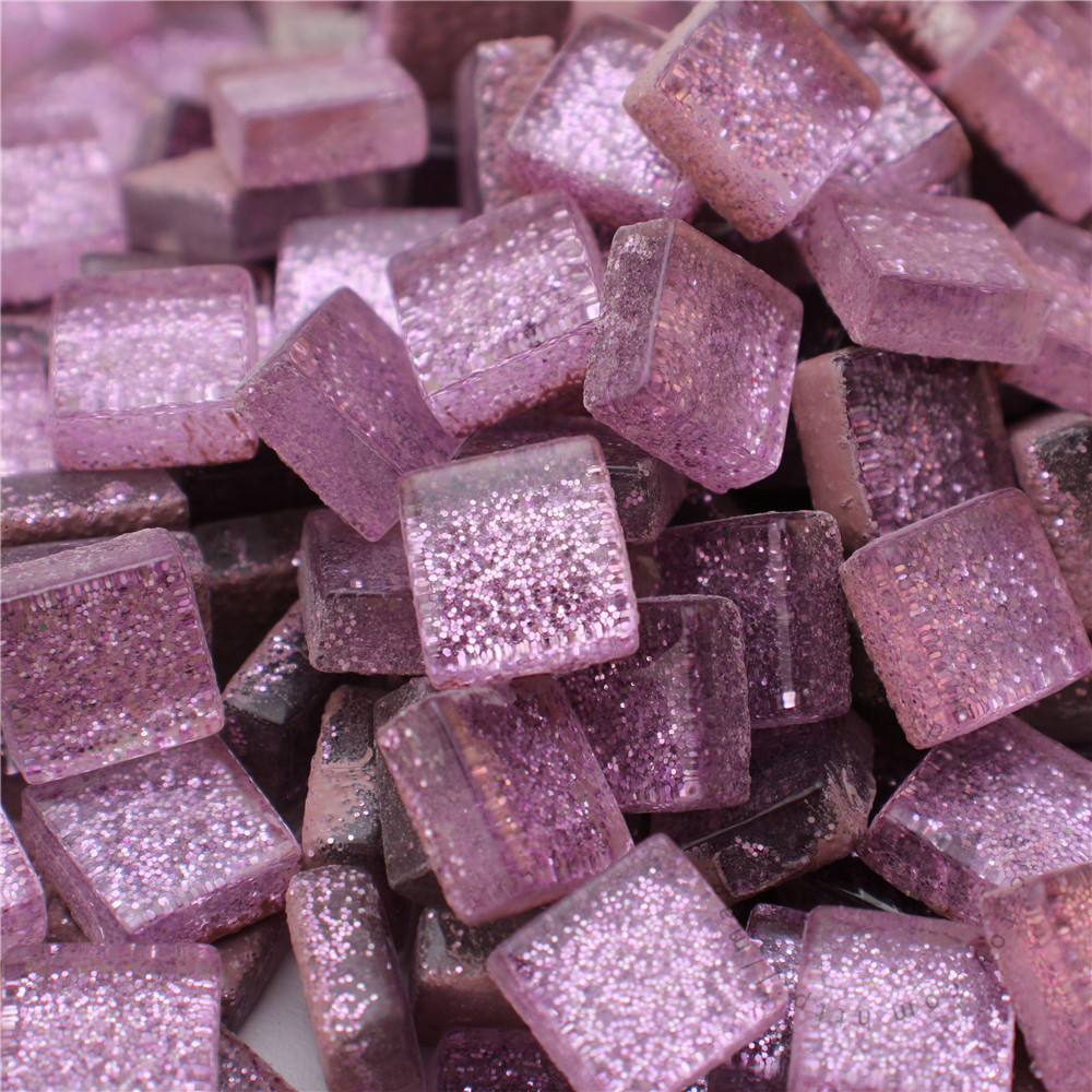 Light Purple Square Glitter Glass Mosaic 10-SPA500