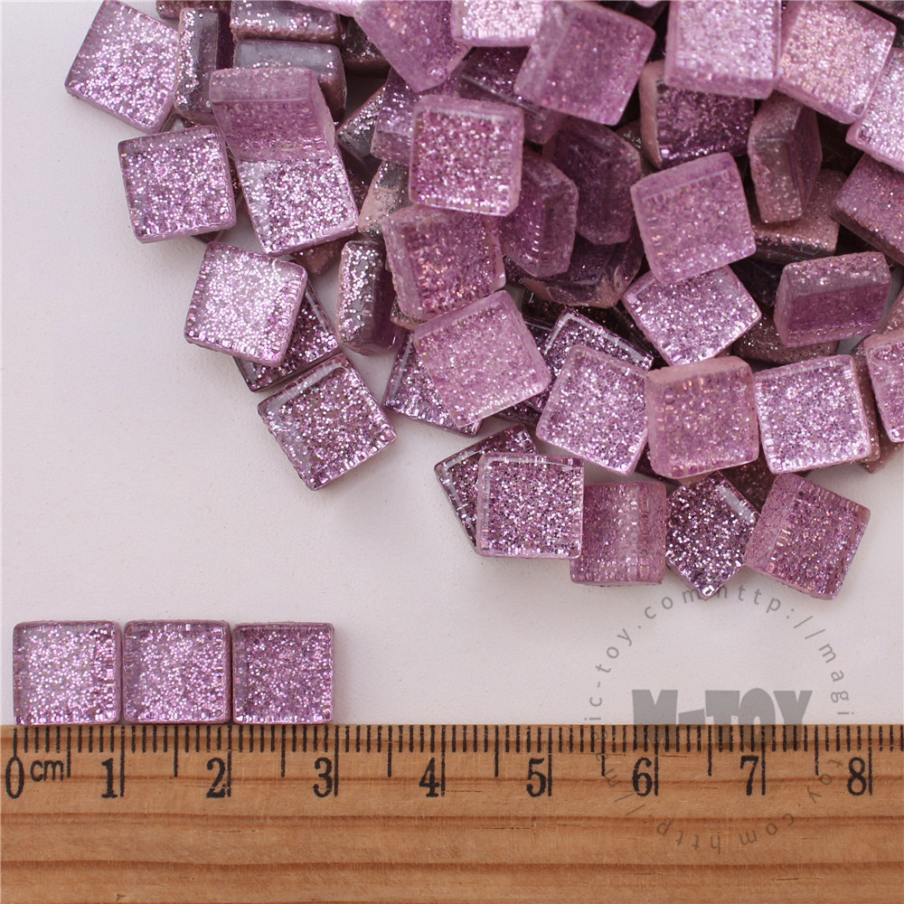 Light Purple Square Glitter Glass Mosaic 10-SPA500