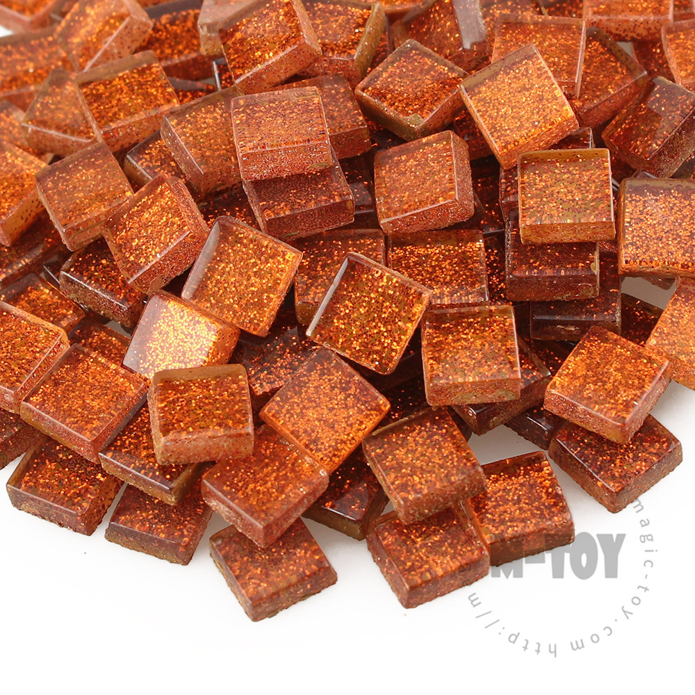 Brown Square Glitter Glass Mosaic 10-SPA304