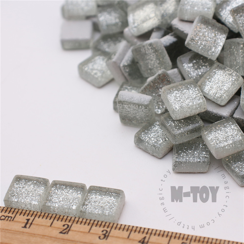 Silver Square Glitter Glass Mosaic 10-SPA103