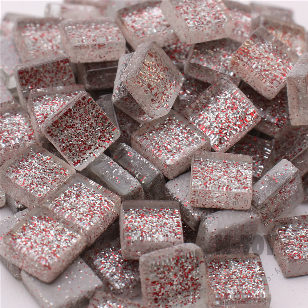 Christmas Silver Square Glitter Glass Mosaic 10-SPA101