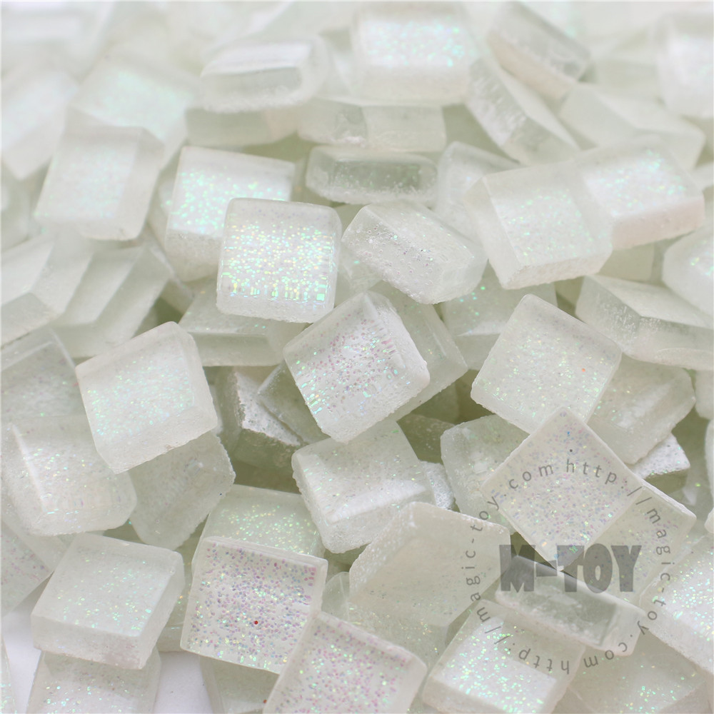 White Square Glitter Glass Mosaic 10-SPA100