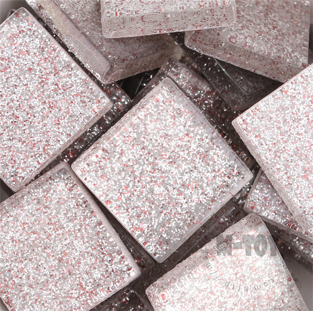 Christmas White Square Glitter Glass Mosaic 20-SPA101