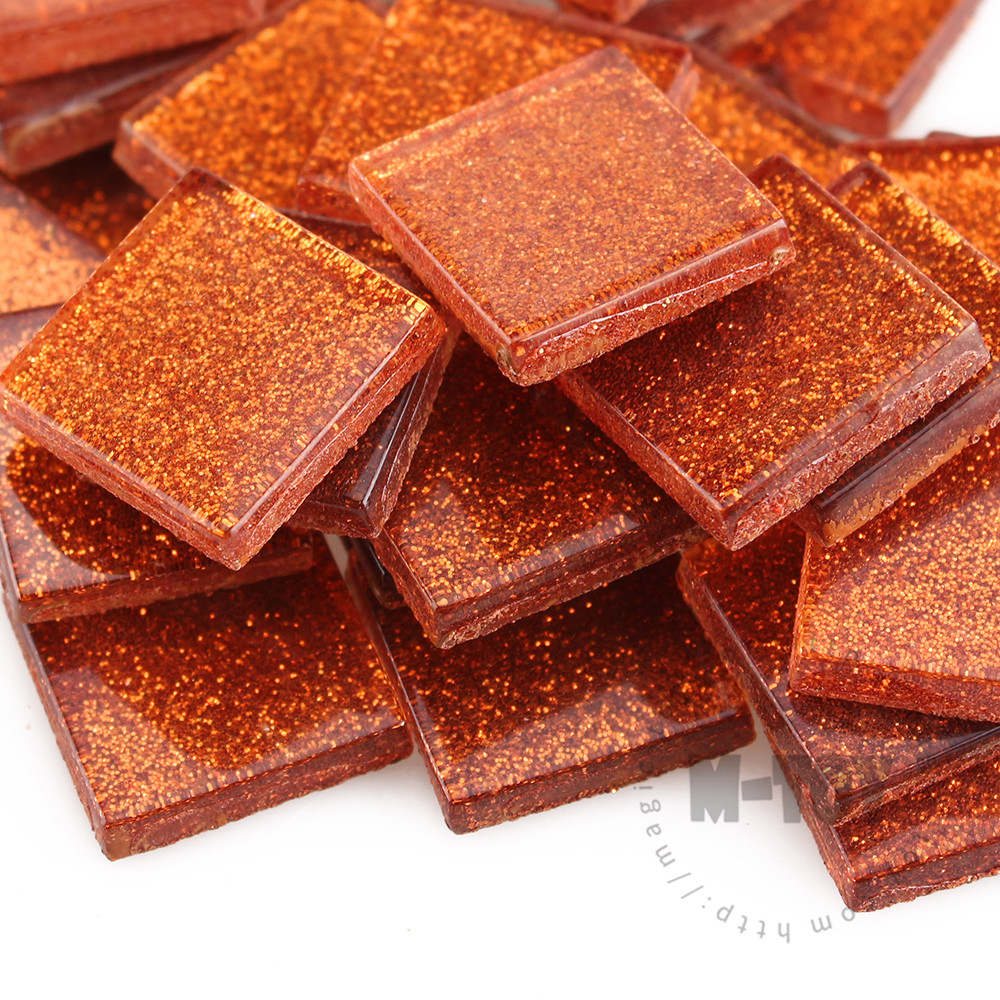 Gold Square Glitter Glass Mosaic 20-SPA304