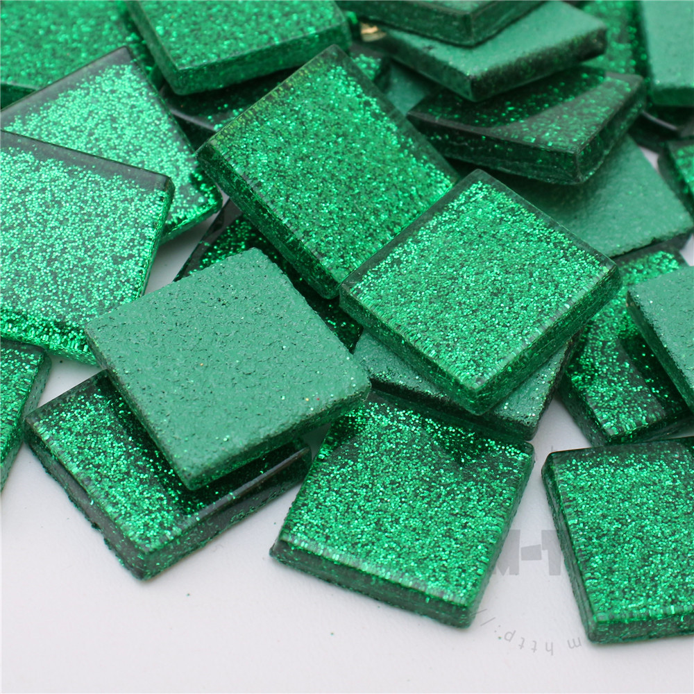 Green Square Glitter Glass Mosaic 20-SPA606