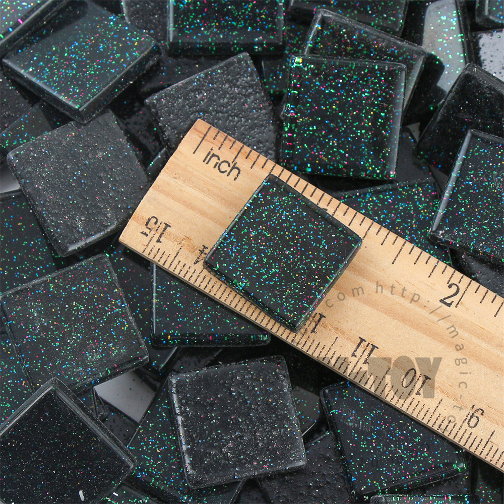 Black Square Glitter Glass Mosaic 20-SPA801