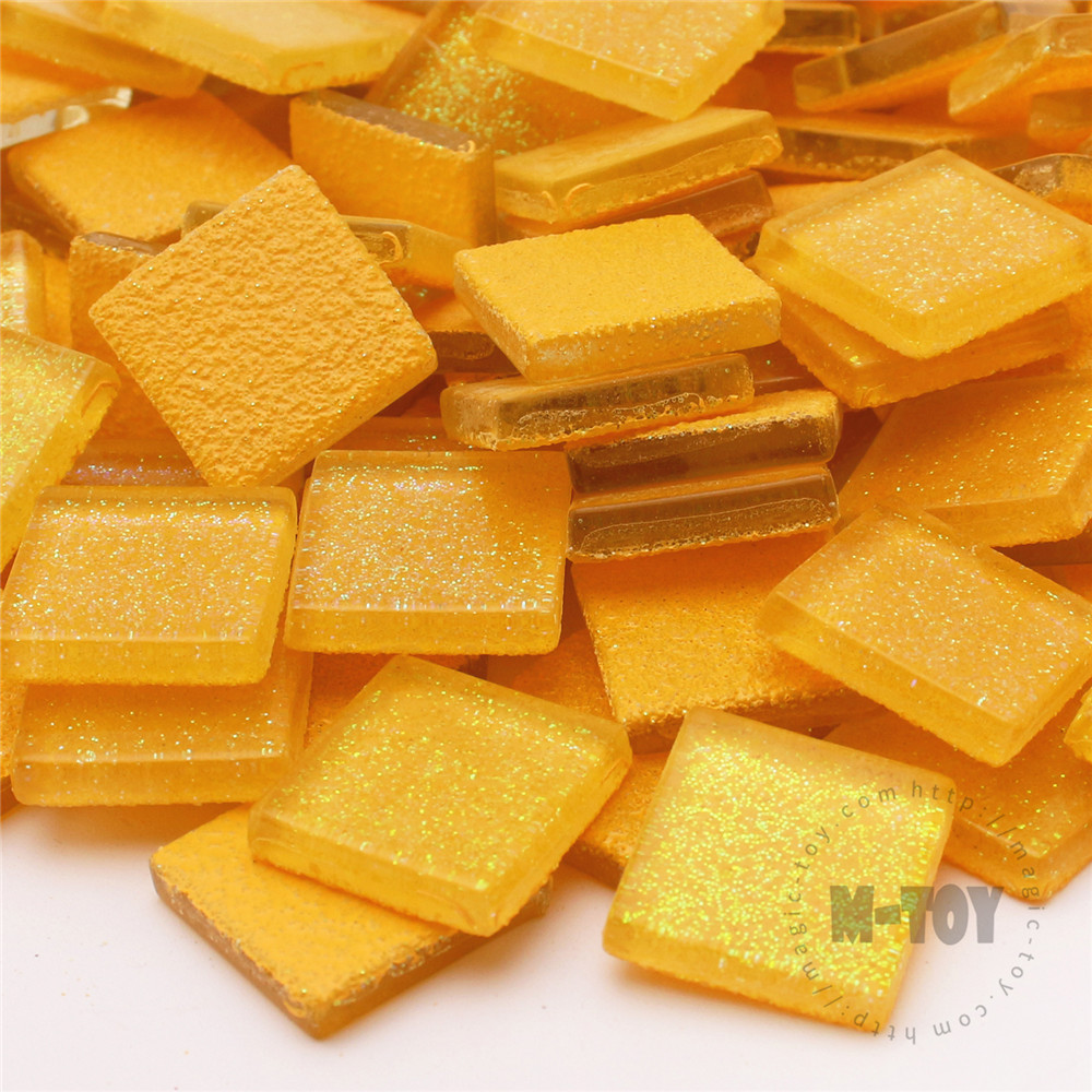 Yellow Square Glitter Glass Mosaic 20-SPA917