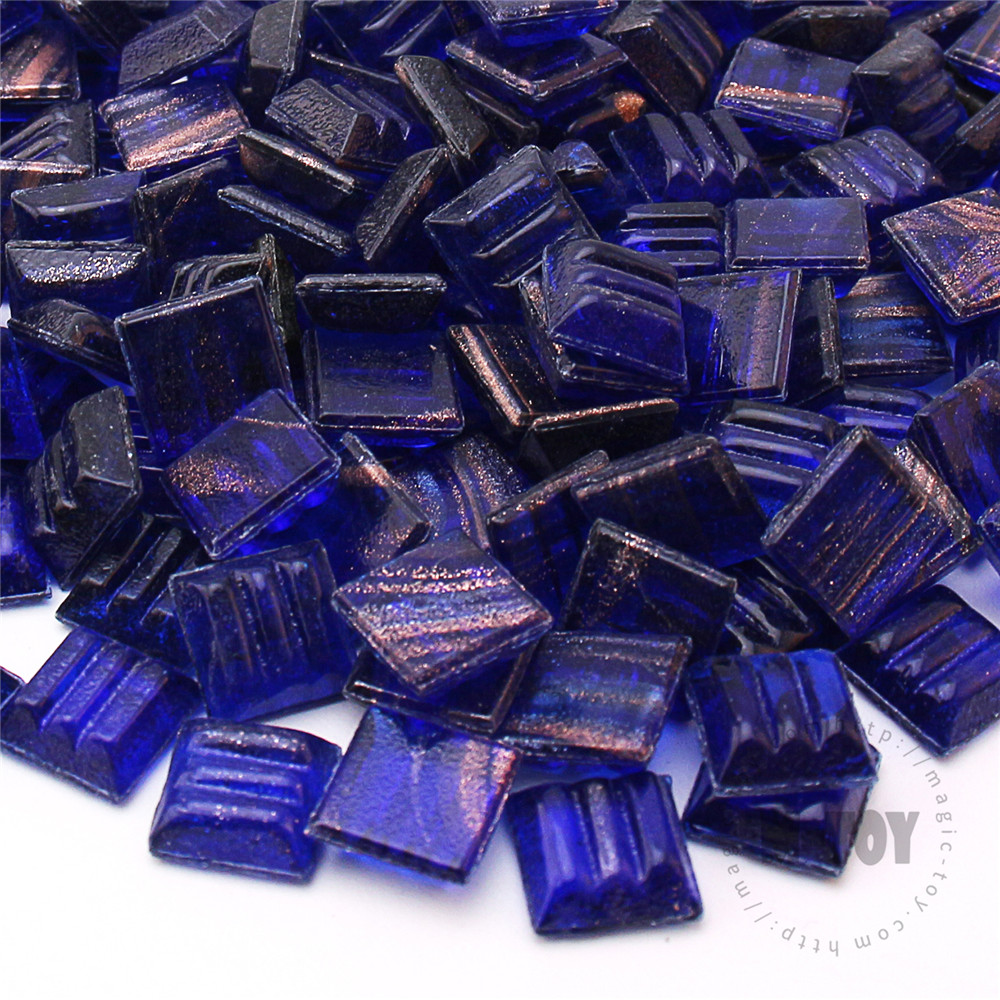 Blue Square Golden Line Hot-melting Glass Mosaic 10GSG708