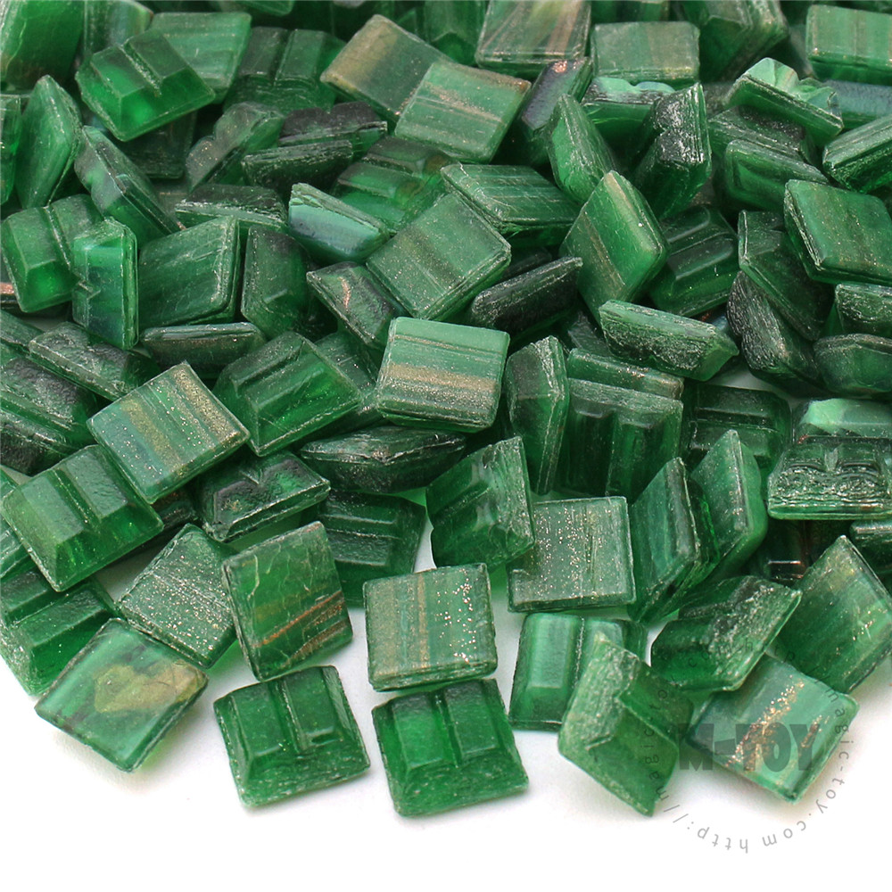 Green Square Golden Line Hot-melting Glass Mosaic 10GSM605