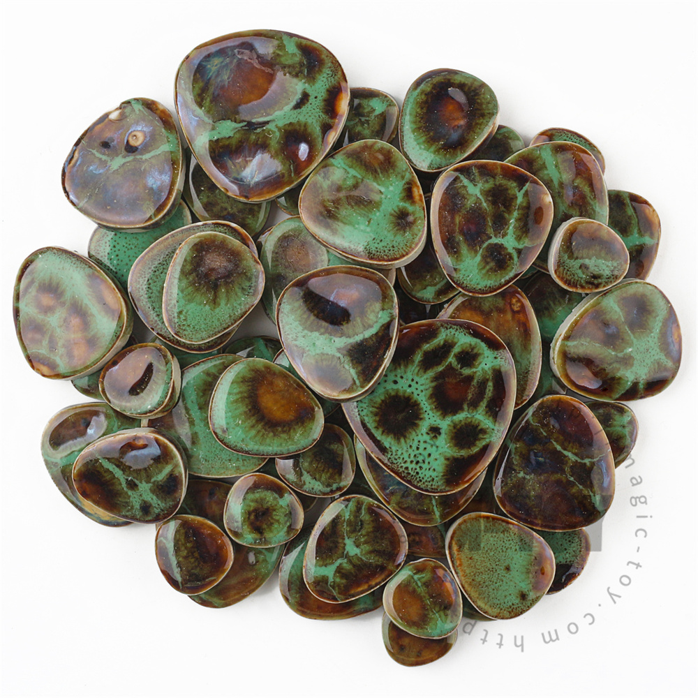 Green Pebble Shape Ceramic Mosaic CDD605