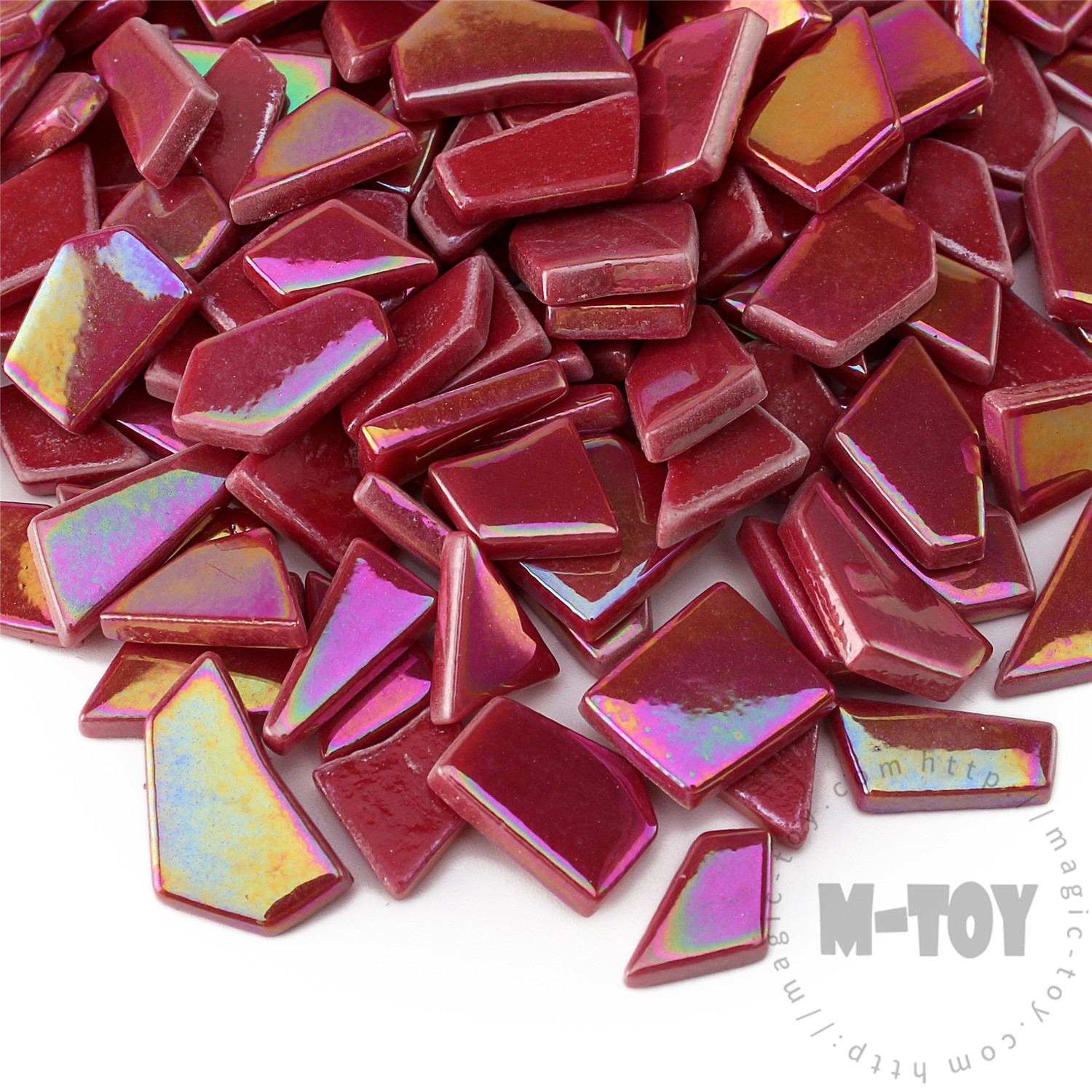 Red Iridescent Irregular Shape Glass Mosaic IR-SSL16