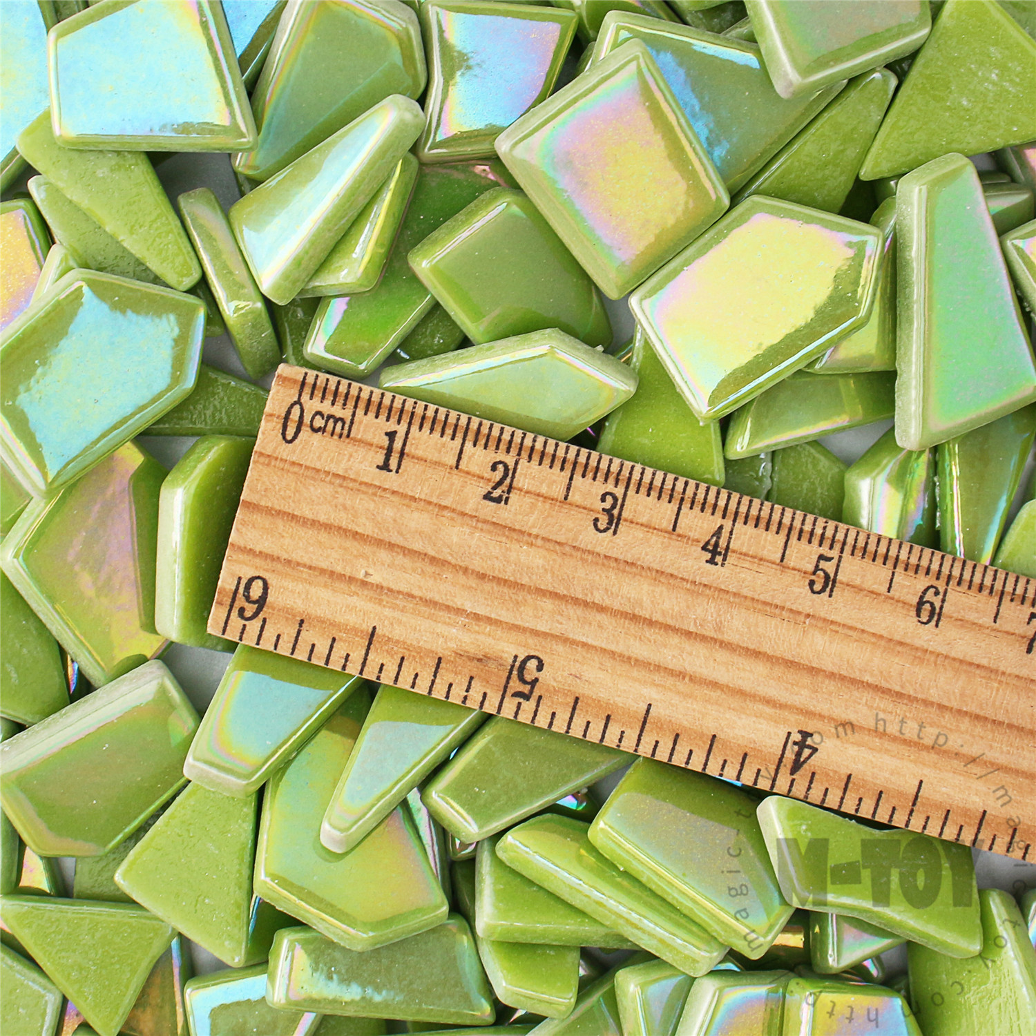 Medium Green Iridescent Irregular Shape Glass Mosaic IR-SSL47