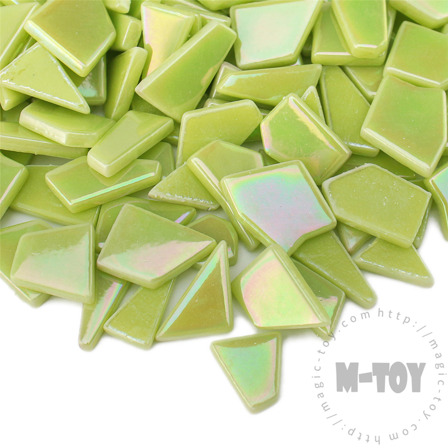 Yellow-Green Iridescent Irregular Shape Glass Mosaic IR-SSL48