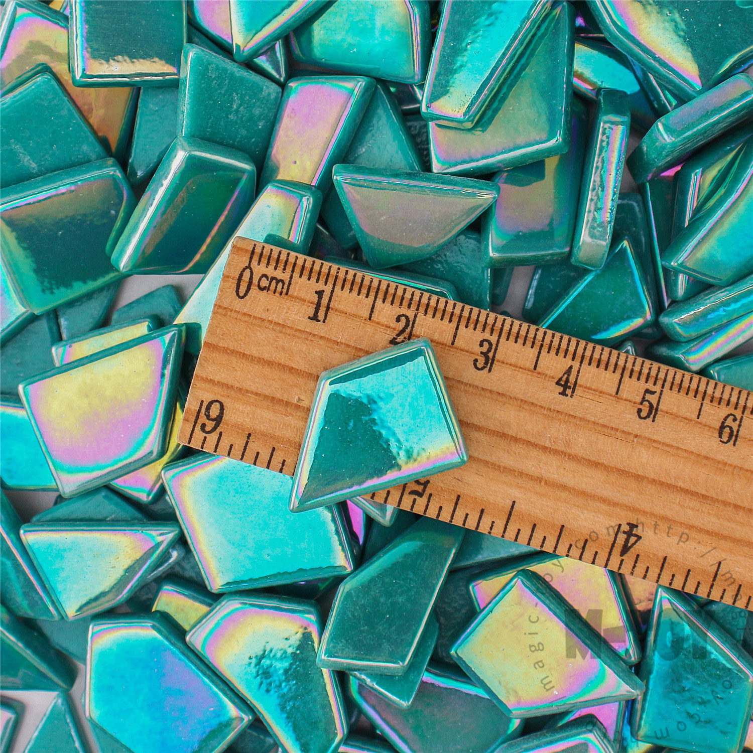 Green Iridescent Irregular Shape Glass Mosaic IR-SSL54