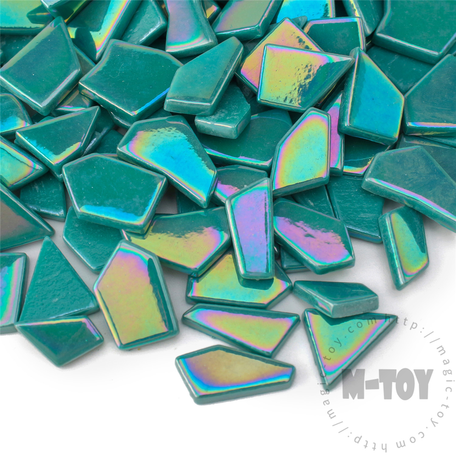 Green Iridescent Irregular Shape Glass Mosaic IR-SSL54