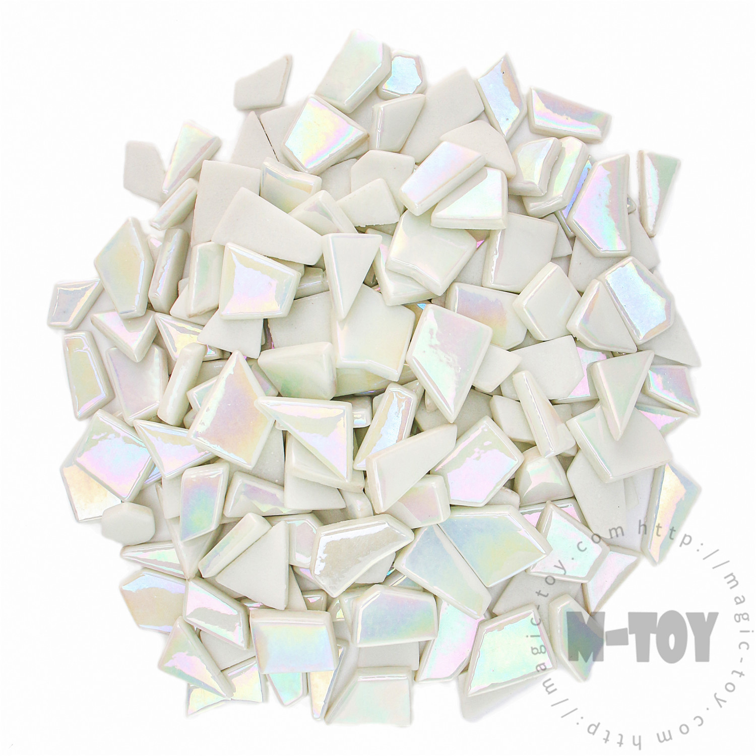 White Iridescent Irregular Shape Glass Mosaic IR-SSL100