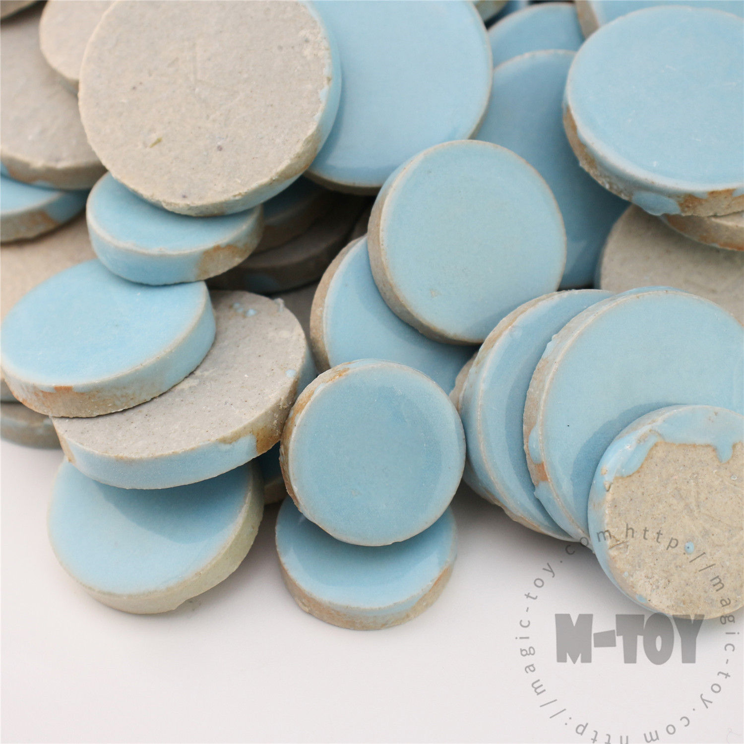 Sky Blue Round Shape Ceramic Mosaic CRG701