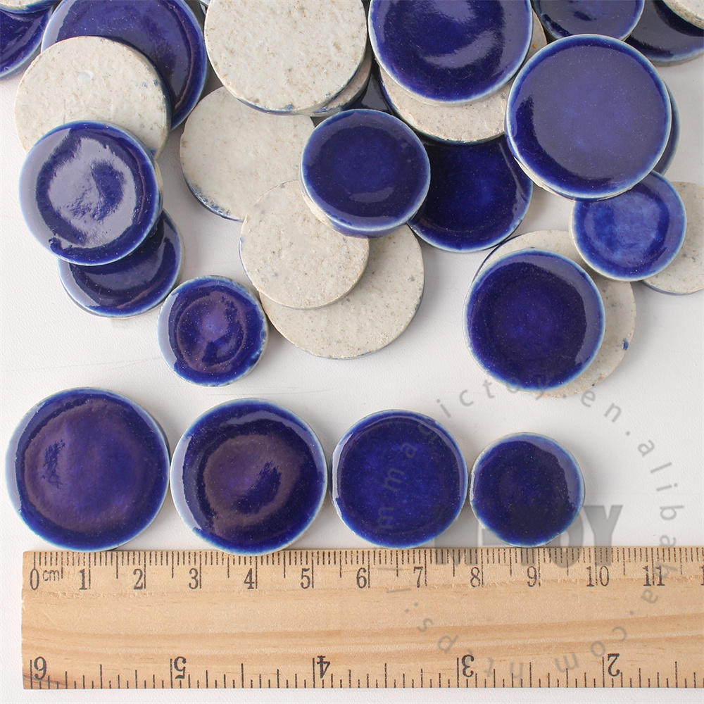 Dark Blue Round Shape Ceramic Mosaic CRG703