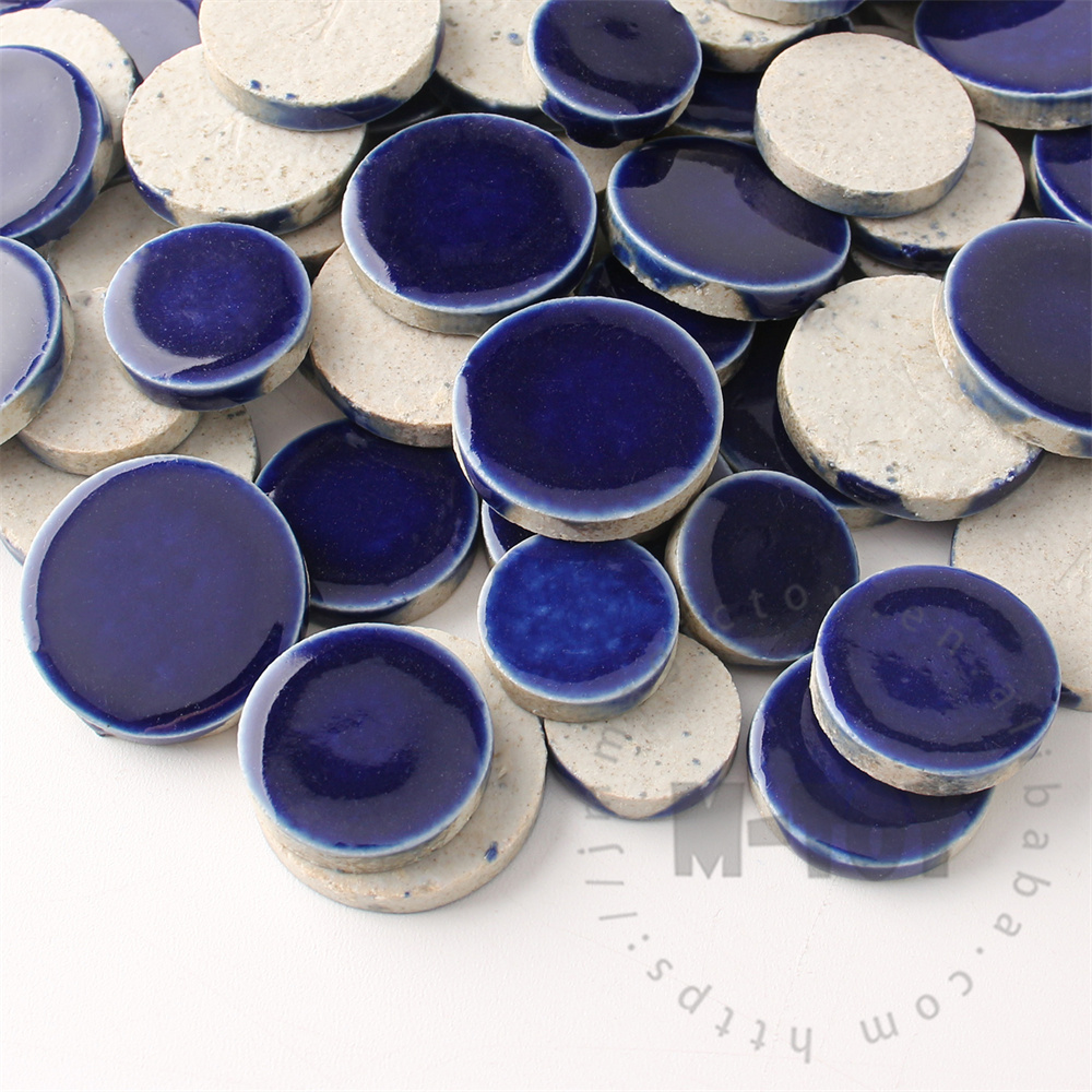 Dark Blue Round Shape Ceramic Mosaic CRG703