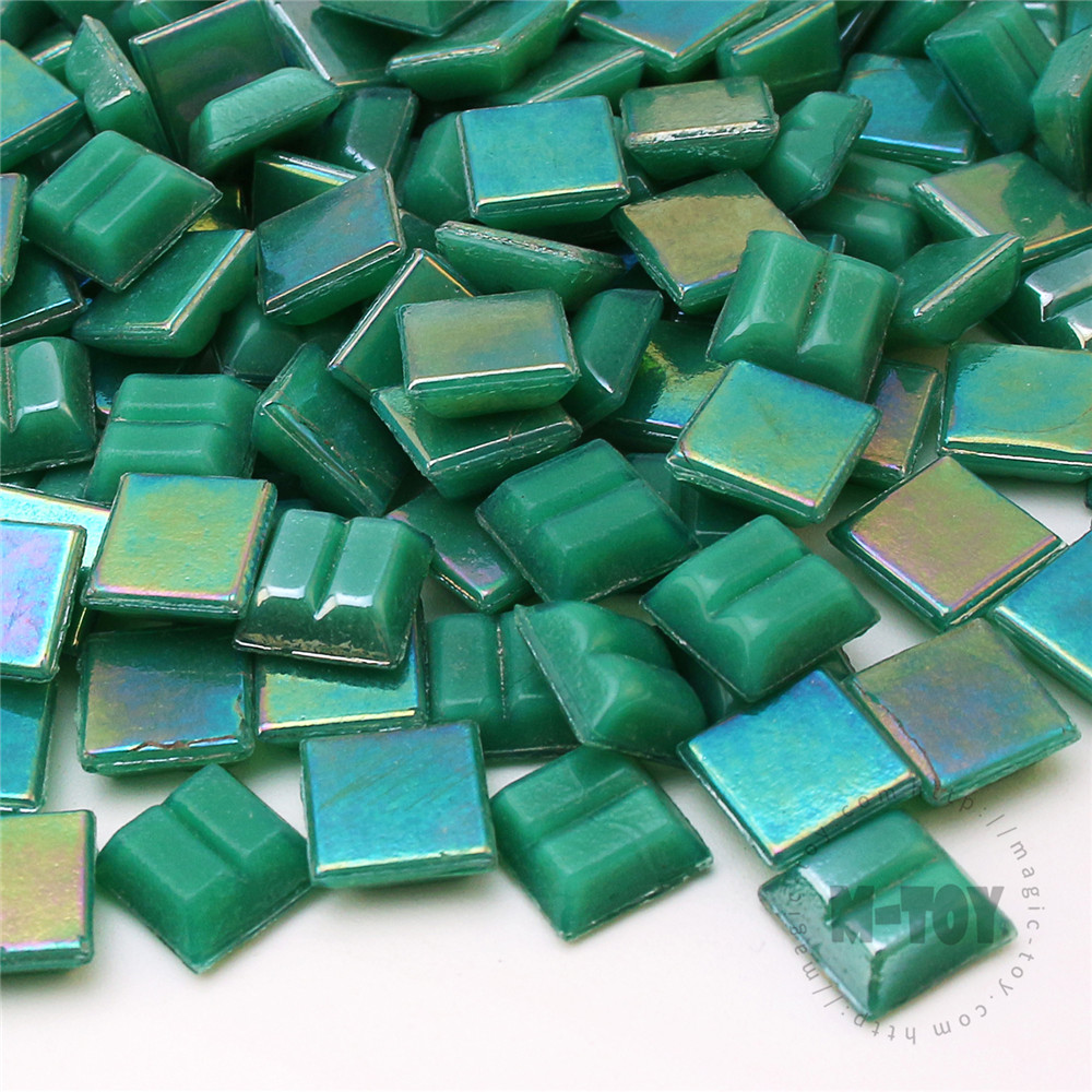 Green Square Iridized Hot-melting Glass Mosaic 10PSI602