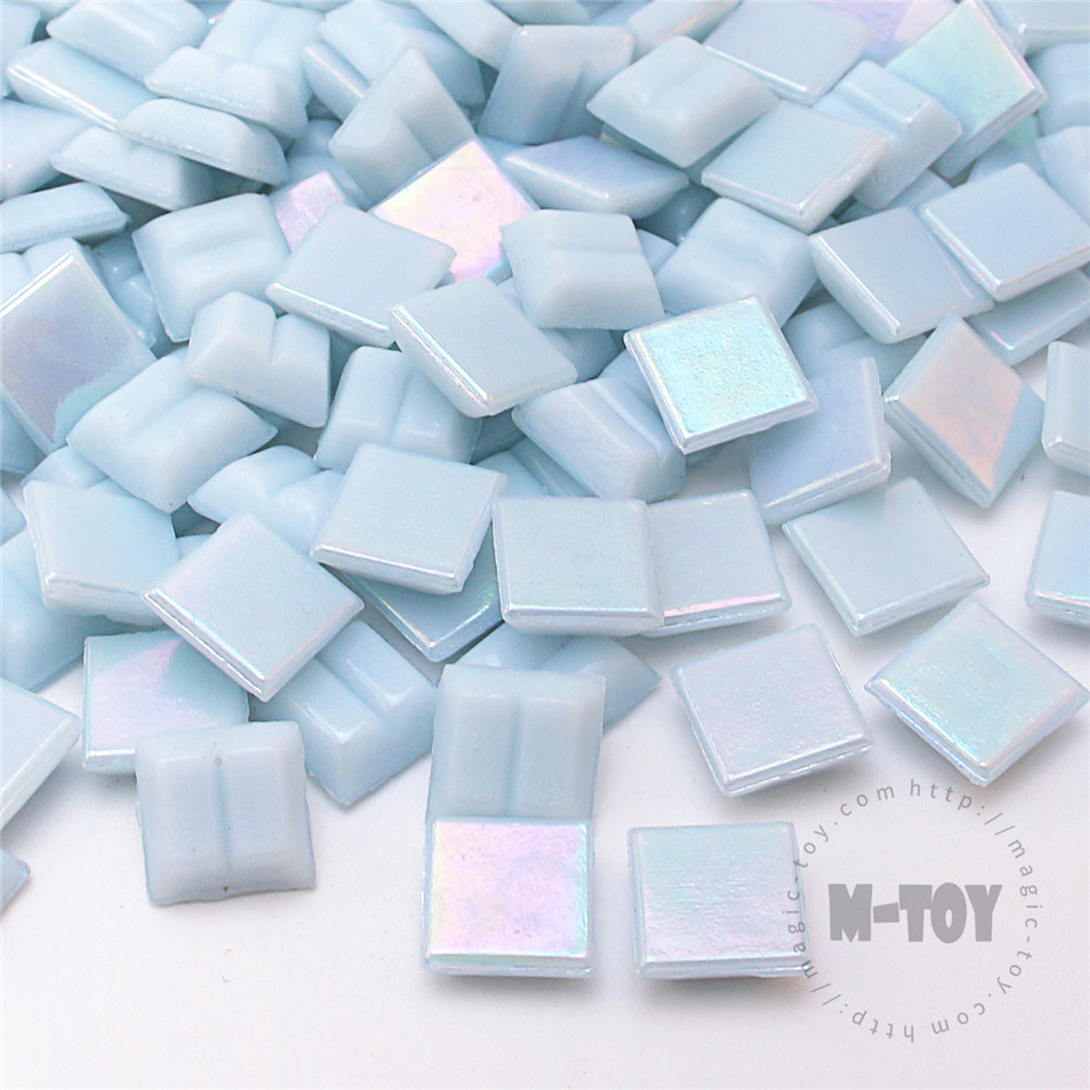 Light Blue Square Iridized Hot-melting Glass Mosaic 10PSI703