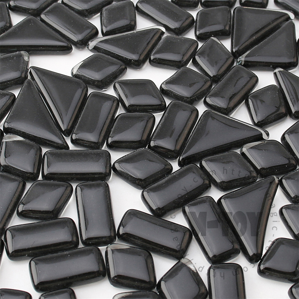 Black Irregular Crystal Glass Mosaic IR-CC801