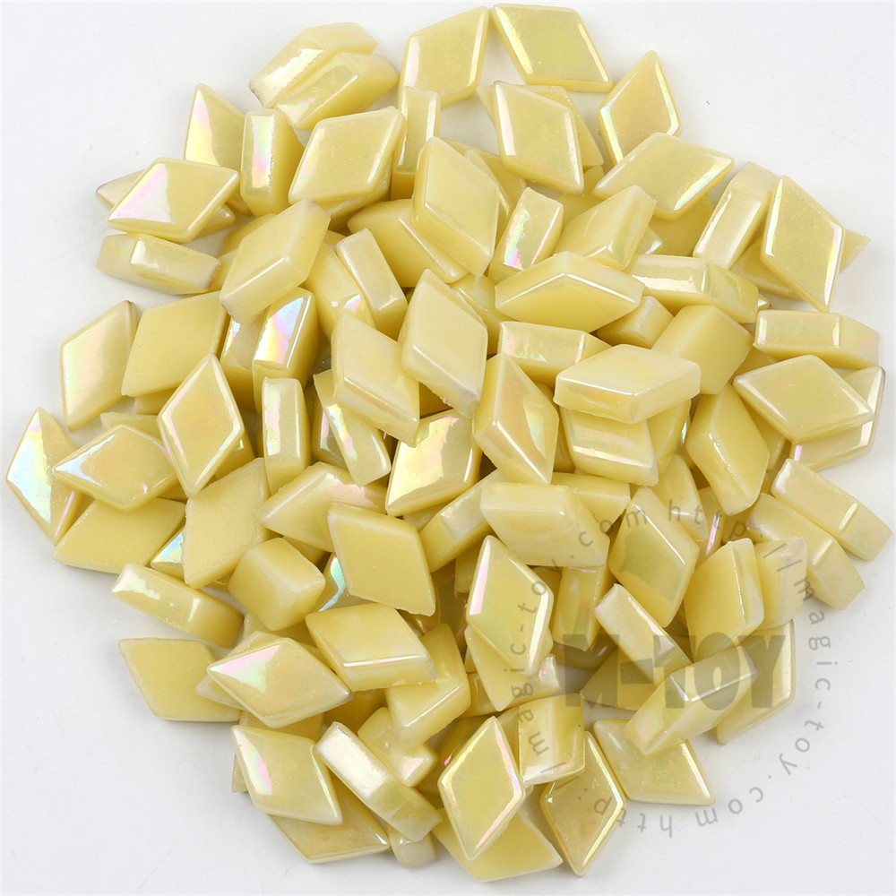 Yellow Iridescent Diamond Glass Mosaic SLL50