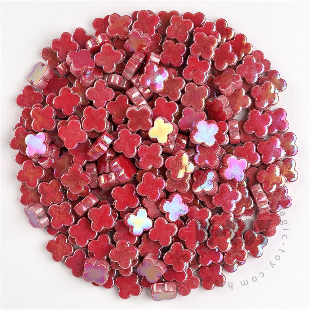 Red Iridescent Flower Glass Mosaic SMHI16