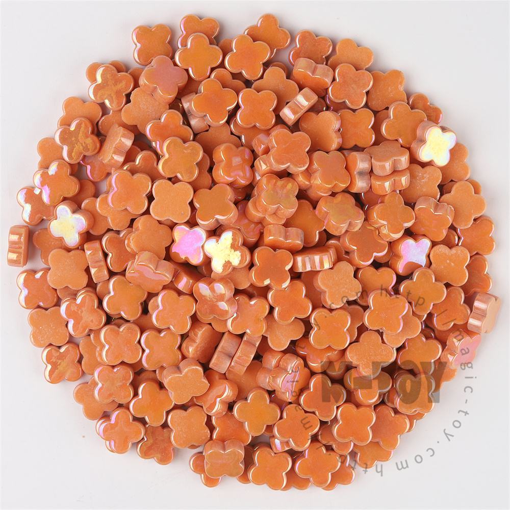 Orange Iridescent Flower Glass Mosaic SMHI18