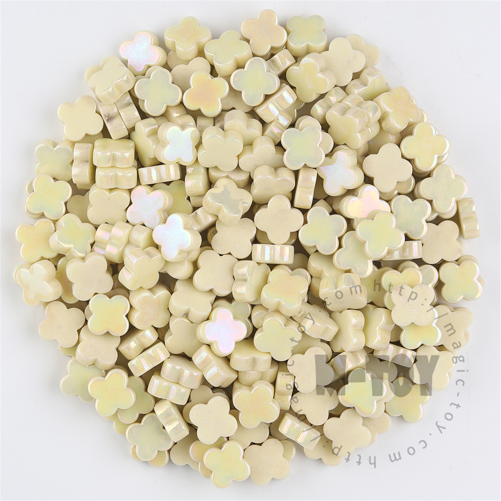 Beige Iridescent Flower Glass Mosaic SMHI30