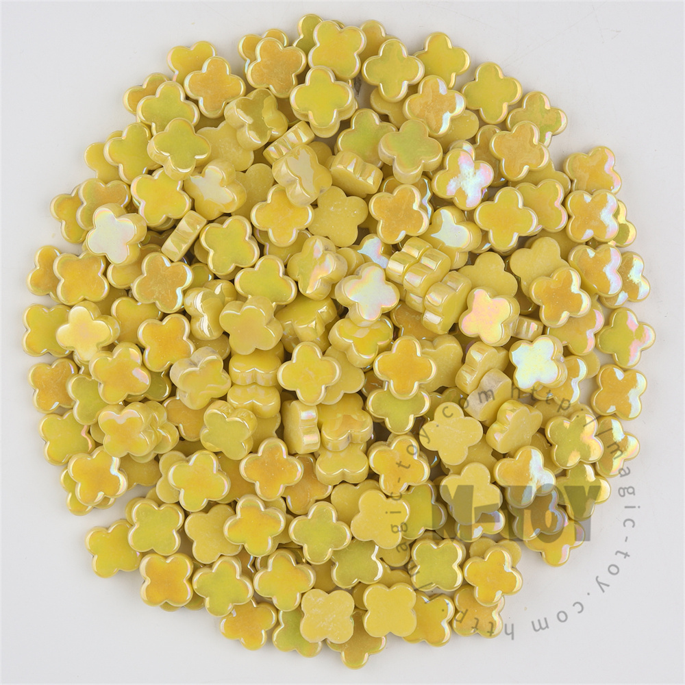 Yellow Iridescent Flower Glass Mosaic SMHI50