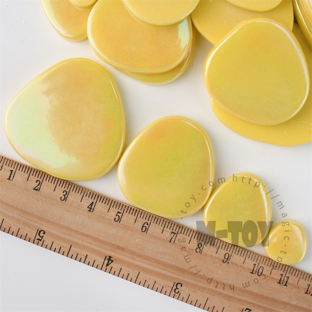 Yellow Iridescent Pebbles Glass Mosaic PESSI50