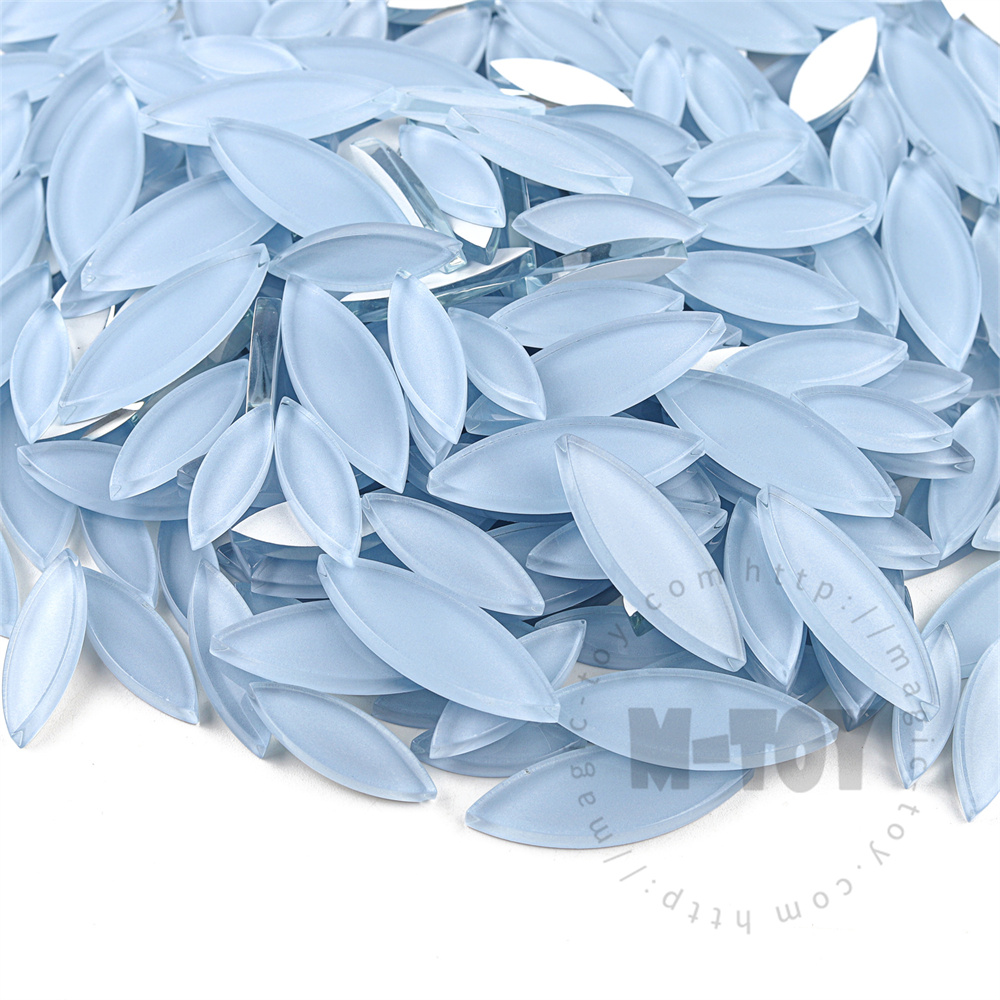 Light Blue Leaf-shaped Mandala Glass Mosaic TY-CC721