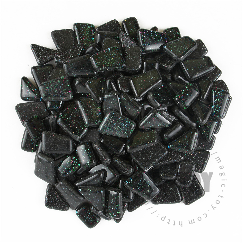 Black Irregular Shape Glitter Glass Mosaic IR-SPA801