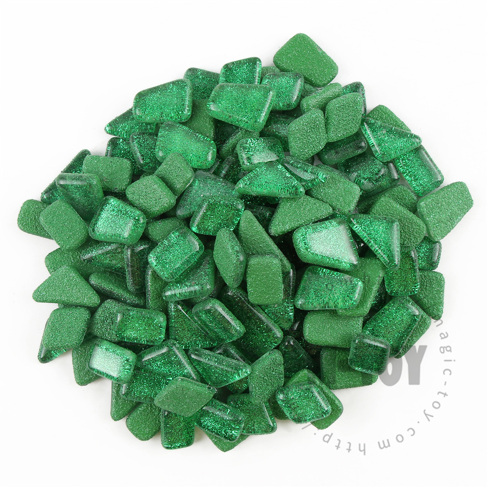 Green Irregular Shape Glitter Glass Mosaic IR-SPA608