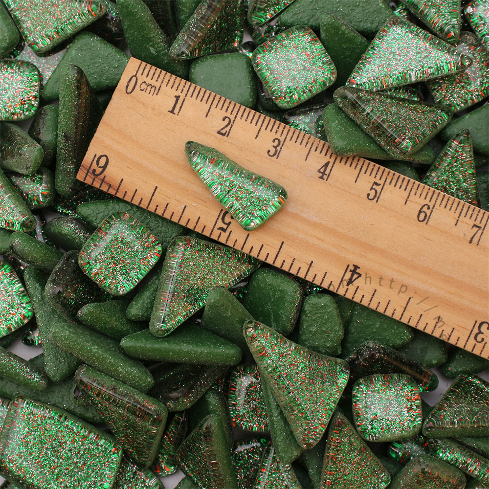 Green Irregular Shape Glitter Glass Mosaic IR-SPA601