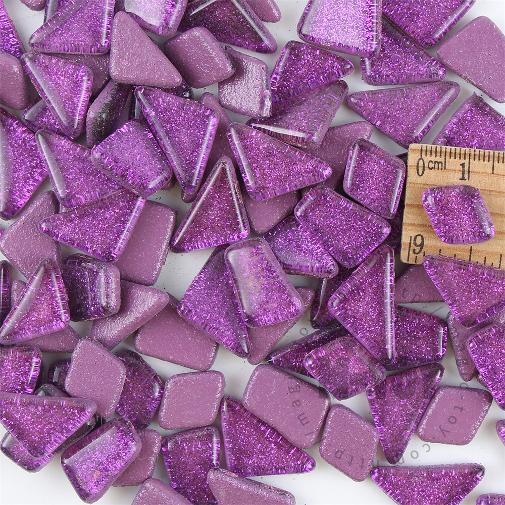 Purple Irregular Shape Glitter Glass Mosaic IR-SPA501