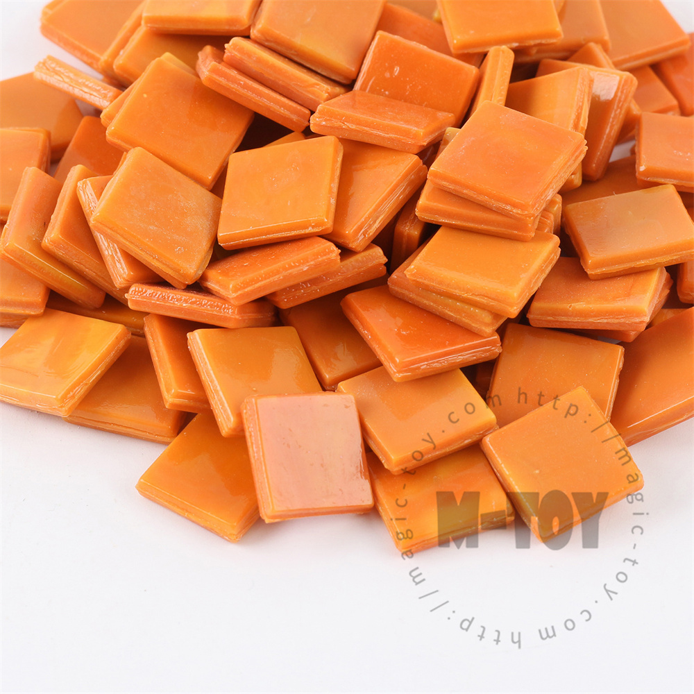 Orange Square Ice Jade Hot-melting Glass Mosaic WSG918