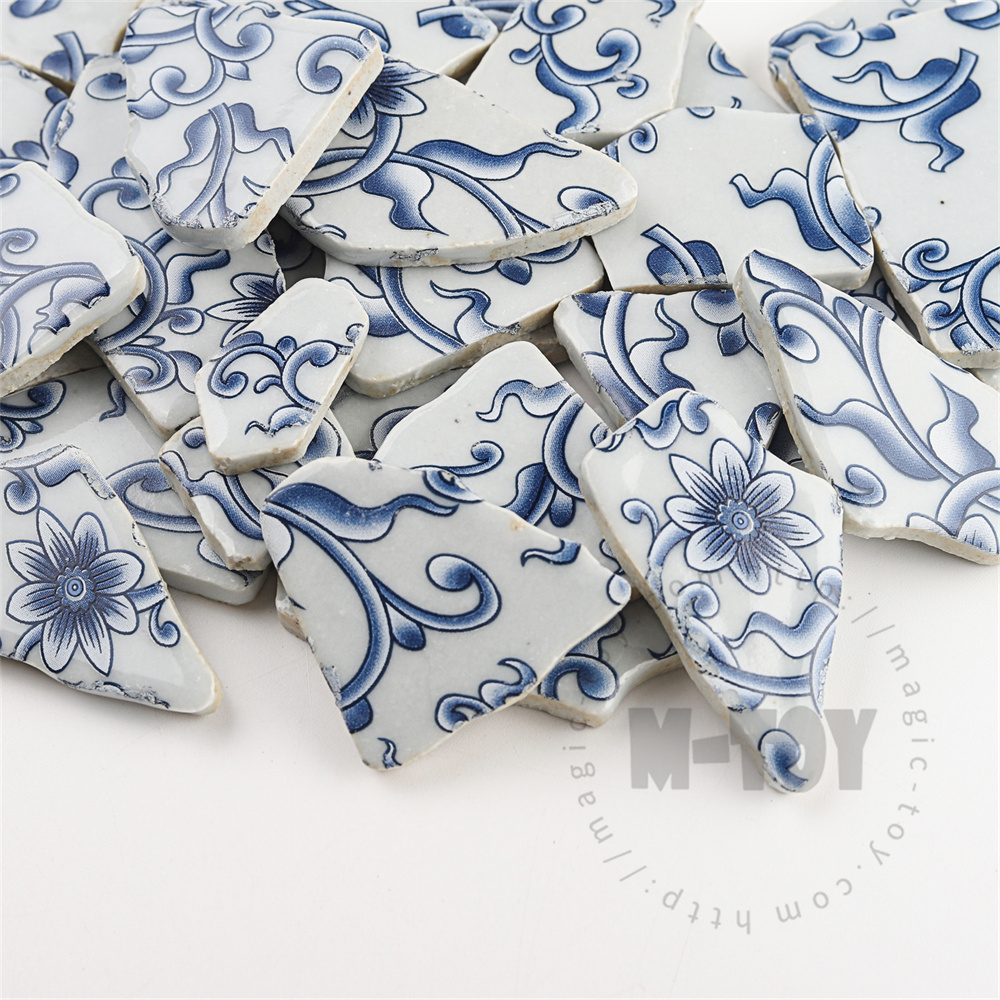 Blue Vine Irregular Ceramic Mosaic Shard CSQ702