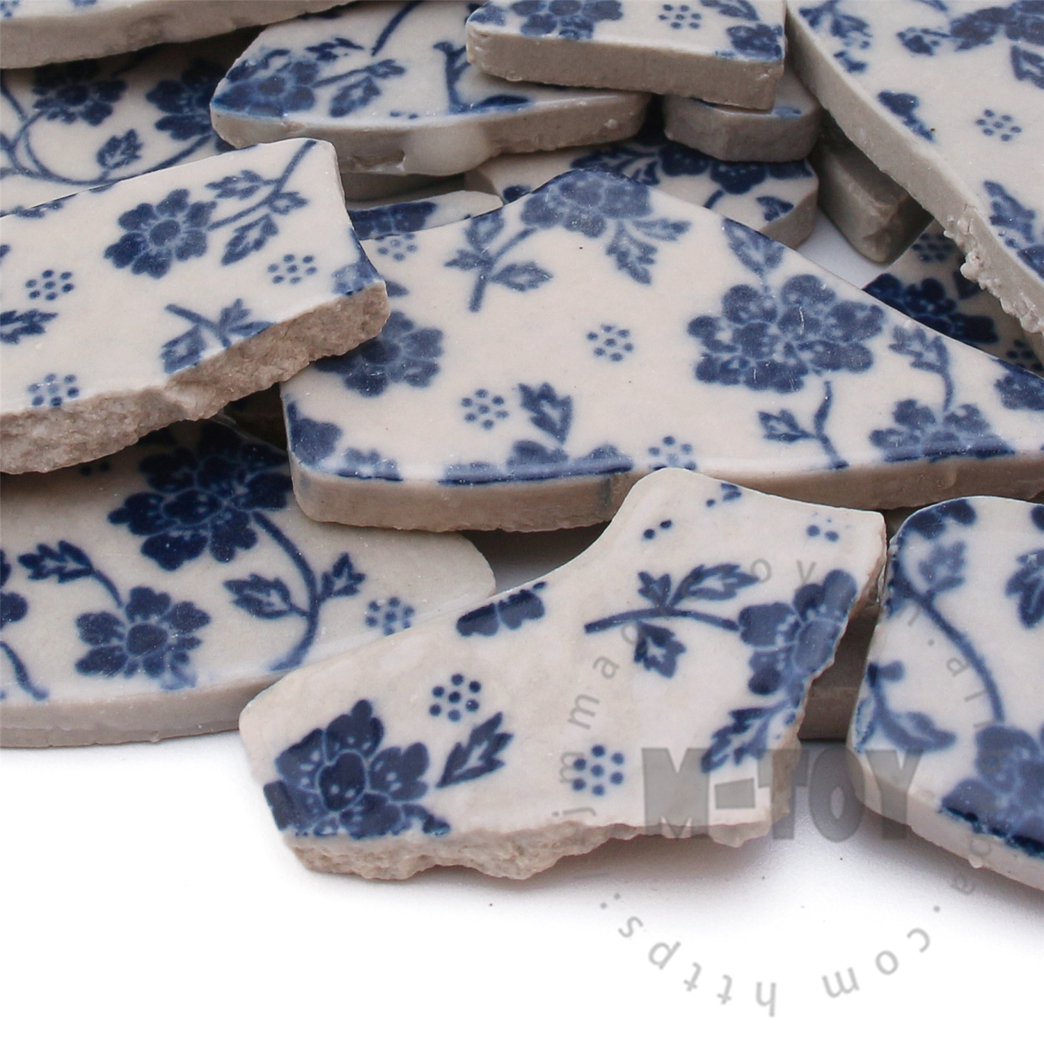 Blue Vintage Floral Irregular Ceramic Mosaic Shard CSQ729