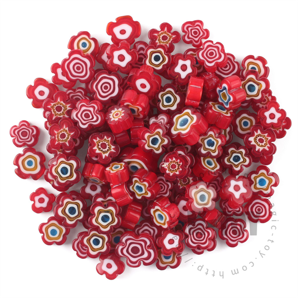 Red Color Mixed Flower Millefiori 914-FW9004