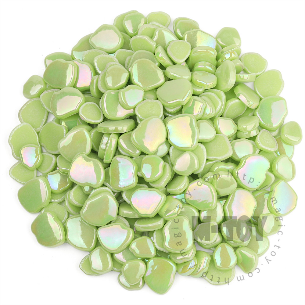 Iridescent Grass Green Blossom Petals Glass Mosaic SMAI48