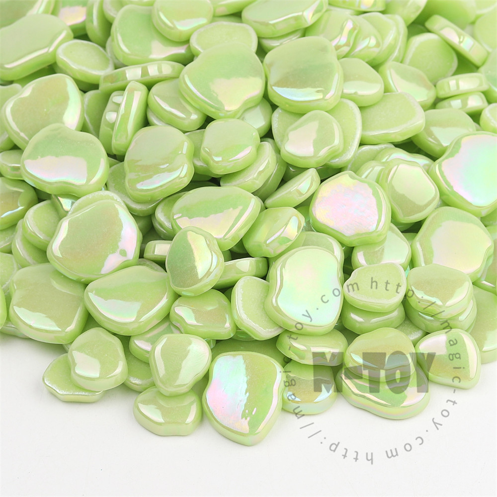 Iridescent Grass Green Blossom Petals Glass Mosaic SMAI48