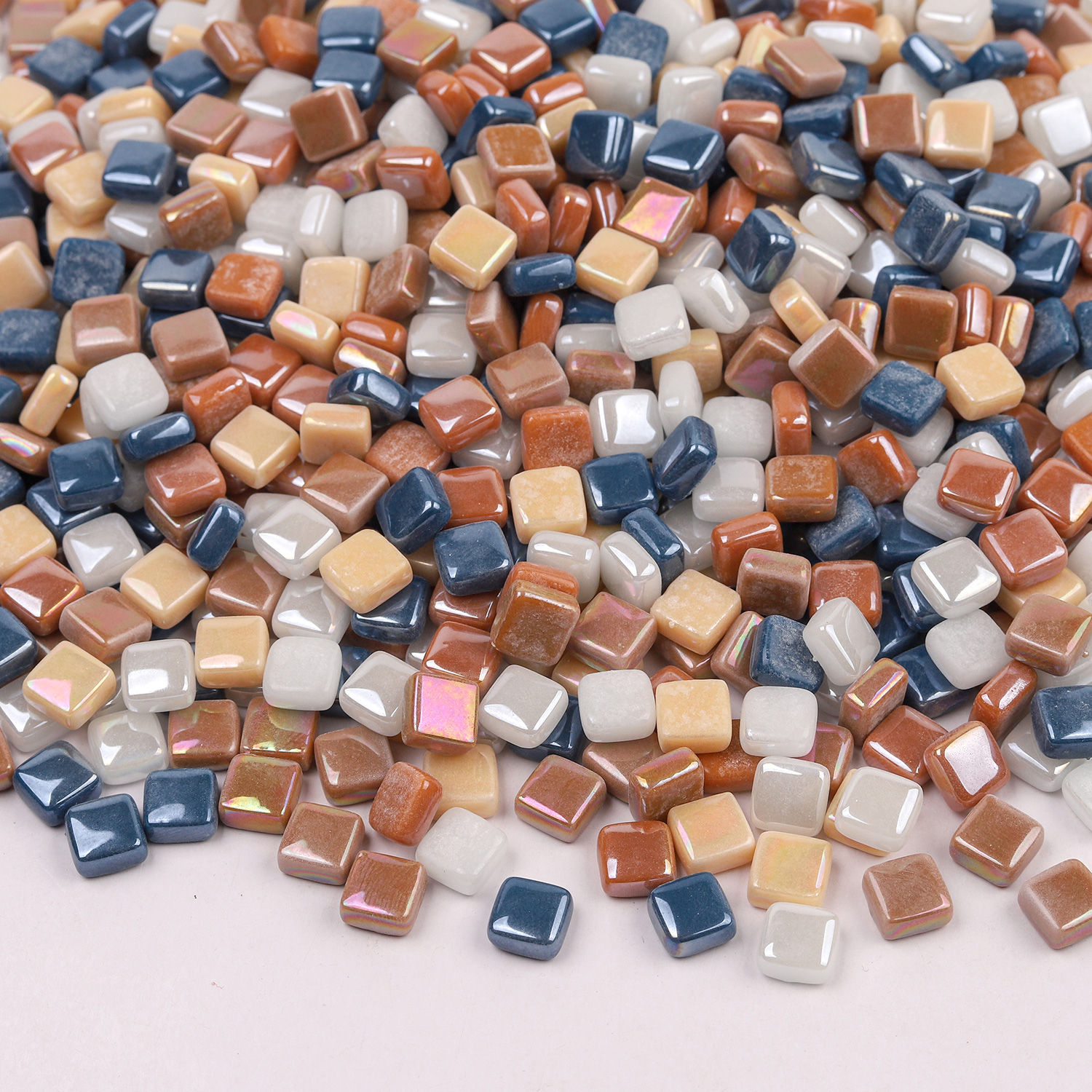 Christmas Vintage Amber & Grey Blue Mini Sqaure Mosaic